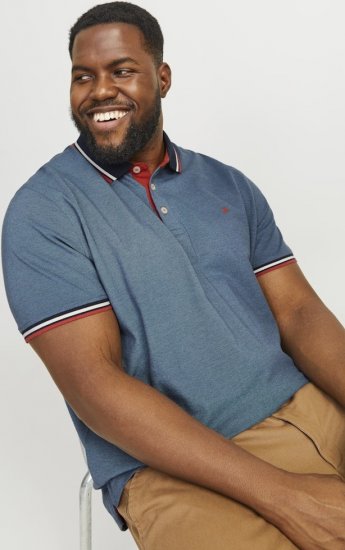 Jack & Jones PAULOS Short Sleeve Polo Denim Blue/PS - Polotrøjer - Polotrøjer 2XL-8XL