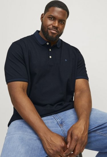 Jack & Jones PAULOS Short Sleeve Polo Dark Navy/PS - Polotrøjer - Polotrøjer 2XL-8XL