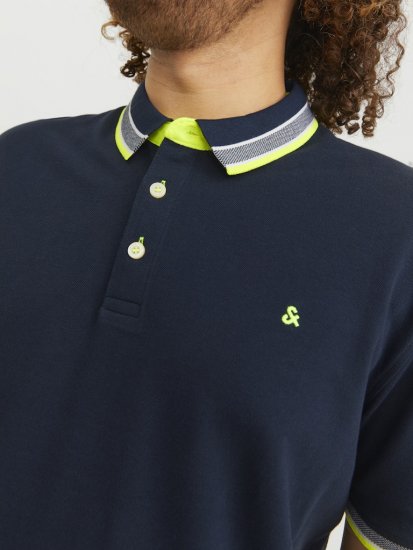 Jack & Jones PAULOS Short Sleeve Polo Dark Navy/NEON - Polotrøjer - Polotrøjer 2XL-8XL