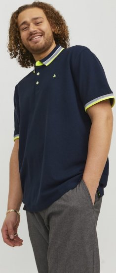Jack & Jones PAULOS Short Sleeve Polo Dark Navy/NEON - Polotrøjer - Polotrøjer 2XL-8XL