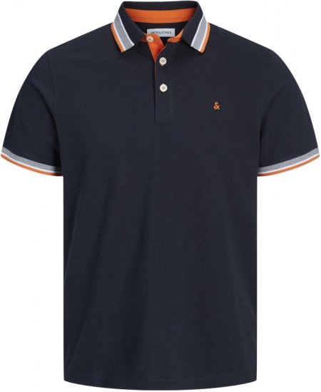 Jack & Jones PAULOS Short Sleeve Polo Black Navy/NEON - Polotrøjer - Polotrøjer 2XL-8XL