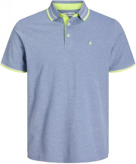 Jack & Jones PAULOS Short Sleeve Polo Light Blue/NEON - Polotrøjer - Polotrøjer 2XL-8XL