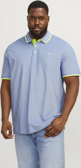 Jack & Jones PAULOS Short Sleeve Polo Light Blue/NEON - Polotrøjer - Polotrøjer 2XL-8XL