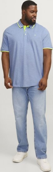 Jack & Jones PAULOS Short Sleeve Polo Light Blue/NEON - Polotrøjer - Polotrøjer 2XL-8XL