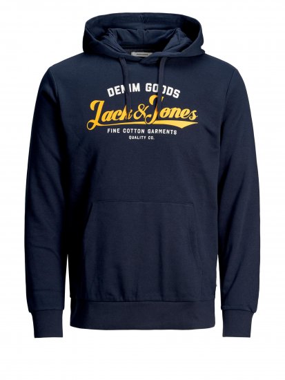 Jack & Jones Elogo Sweat Hood Navy Blazer - Trøjer og hættetrøjer - Trøjer og Hættetrøjer i store størrelser - 2XL-14XL
