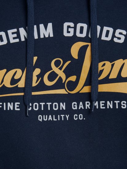 Jack & Jones Elogo Sweat Hood Navy Blazer - Trøjer og hættetrøjer - Trøjer og Hættetrøjer i store størrelser - 2XL-14XL