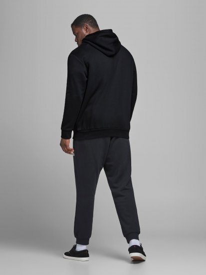 Jack & Jones Elogo Sweat Hood Black - Trøjer og hættetrøjer - Trøjer og Hættetrøjer i store størrelser - 2XL-14XL