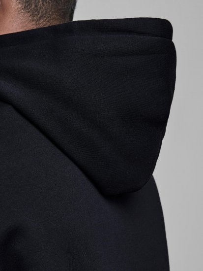 Jack & Jones Elogo Sweat Hood Black - Trøjer og hættetrøjer - Trøjer og Hættetrøjer i store størrelser - 2XL-14XL