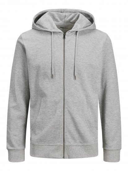 Jack & Jones Basic Sweat Zip Hood Light Grey Melange - Trøjer og hættetrøjer - Trøjer og Hættetrøjer i store størrelser - 2XL-14XL