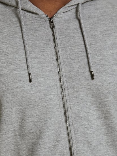 Jack & Jones Basic Sweat Zip Hood Light Grey Melange - Trøjer og hættetrøjer - Trøjer og Hættetrøjer i store størrelser - 2XL-14XL