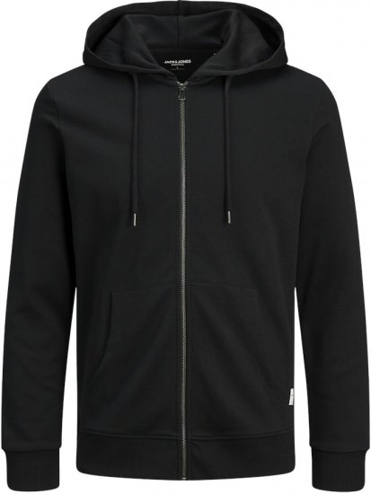Jack & Jones Basic Sweat Zip Hood Black - Trøjer og hættetrøjer - Trøjer og Hættetrøjer i store størrelser - 2XL-14XL