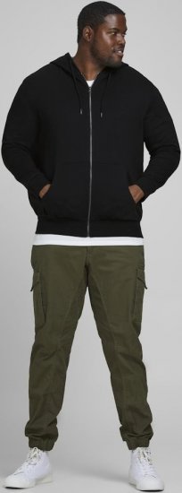 Jack & Jones Basic Sweat Zip Hood Black - Trøjer og hættetrøjer - Trøjer og Hættetrøjer i store størrelser - 2XL-14XL