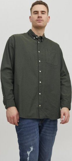 Jack & Jones OXFORD LS Shirt Green - Skjorter - Skjorter til store mænd 2XL- 8XL
