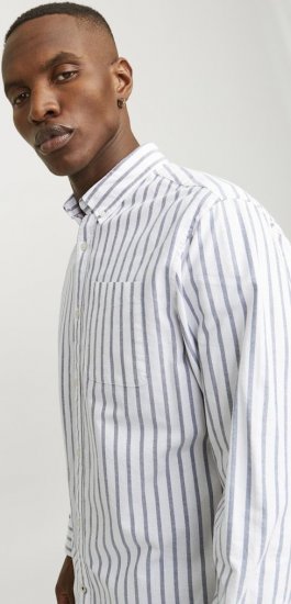 Jack & Jones OXFORD LS Shirt Striped Ensign Blue - Skjorter - Skjorter til store mænd 2XL- 8XL