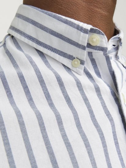 Jack & Jones OXFORD LS Shirt Striped Ensign Blue - Skjorter - Skjorter til store mænd 2XL- 8XL