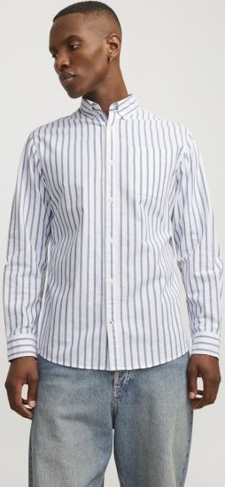 Jack & Jones OXFORD LS Shirt Striped Ensign Blue - Skjorter - Skjorter til store mænd 2XL- 8XL