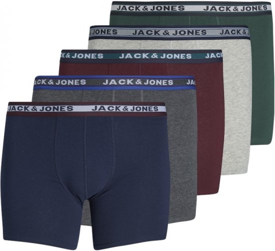 Jack & Jones OLIVER Trunks 5-Pack Dark Grey Melange - Undertøj og badetøj - Badetøj og Undertøj i store størrelser 