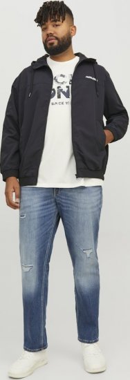 Jack & Jones RUSH SOLID Bomber Jacket with Hood Black - Jakker - Jakker i store størrelser, 2XL- 12XL