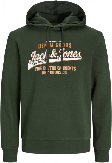 Jack & Jones 2 COL LOGO Hoodie Kombu Green - Trøjer og hættetrøjer - Trøjer og Hættetrøjer i store størrelser - 2XL-14XL