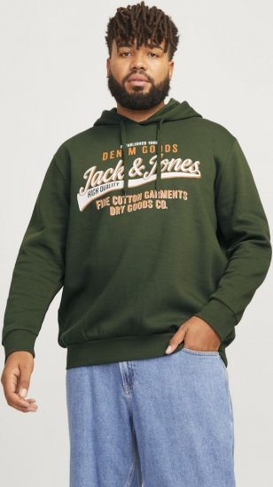 Jack & Jones 2 COL LOGO Hoodie Kombu Green - Trøjer og hættetrøjer - Trøjer og Hættetrøjer i store størrelser - 2XL-14XL