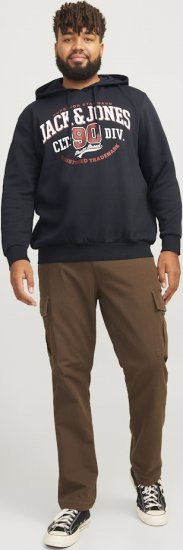 Jack & Jones 2 COL LOGO Hoodie Dark Navy - Trøjer og hættetrøjer - Trøjer og Hættetrøjer i store størrelser - 2XL-14XL