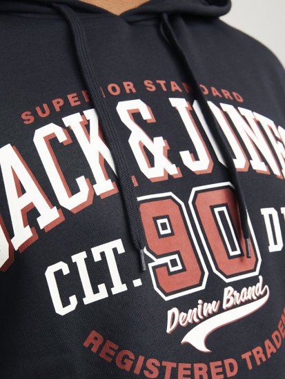 Jack & Jones 2 COL LOGO Hoodie Dark Navy - Trøjer og hættetrøjer - Trøjer og Hættetrøjer i store størrelser - 2XL-14XL