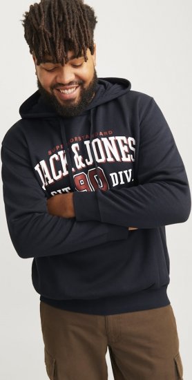 Jack & Jones 2 COL LOGO Hoodie Dark Navy - Trøjer og hættetrøjer - Trøjer og Hættetrøjer i store størrelser - 2XL-14XL