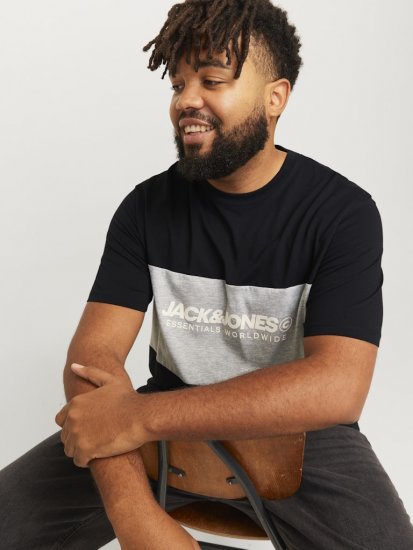 Jack & Jones LEGACY BLOCKING T-Shirt Black - T-shirts - T-shirts i store størrelser - 2XL-14XL