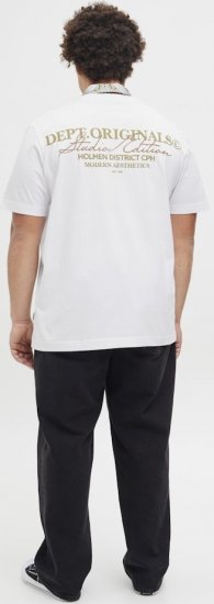 Jack & Jones Lington Crew Neck T-Shirt Bright White - T-shirts - T-shirts i store størrelser - 2XL-14XL