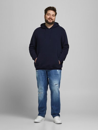 Jack & Jones JORBRINK Hoodie Navy - Trøjer og hættetrøjer - Trøjer og Hættetrøjer i store størrelser - 2XL-14XL