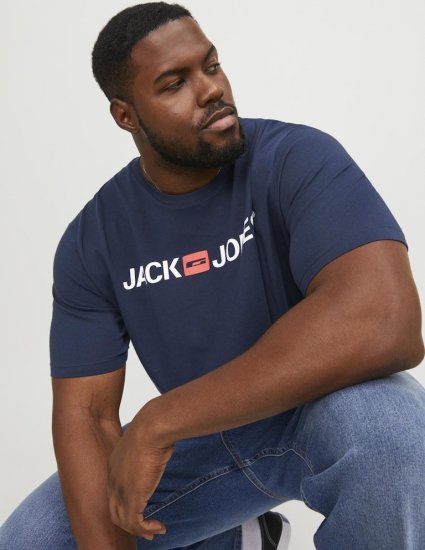 Jack & Jones Corp Logo Crew Neck T-Shirt Navy Blazer - T-shirts - T-shirts i store størrelser - 2XL-14XL