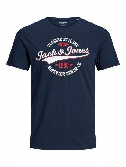 Jack & Jones JJELOGO TEE Navy - T-shirts - T-shirts i store størrelser - 2XL-14XL