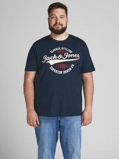 Jack & Jones JJELOGO TEE Navy - T-shirts - T-shirts i store størrelser - 2XL-14XL