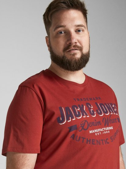 Jack & Jones JJELOGO TEE Red - T-shirts - T-shirts i store størrelser - 2XL-14XL