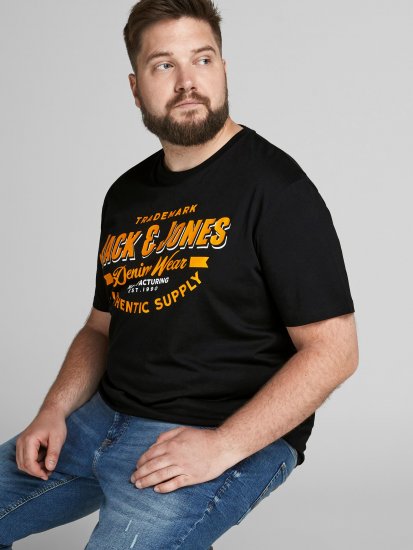 Jack & Jones JJELOGO TEE Black - T-shirts - T-shirts i store størrelser - 2XL-14XL