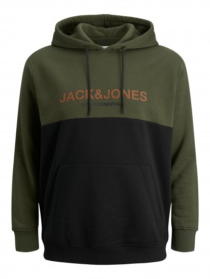 Jack & Jones JJEURBAN BLOCKING SWEAT Forest Green - Trøjer og hættetrøjer - Trøjer og Hættetrøjer i store størrelser - 2XL-14XL