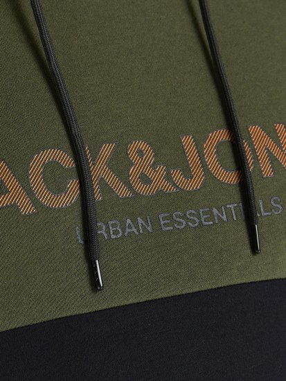 Jack & Jones JJEURBAN BLOCKING SWEAT Forest Green - Trøjer og hættetrøjer - Trøjer og Hættetrøjer i store størrelser - 2XL-14XL