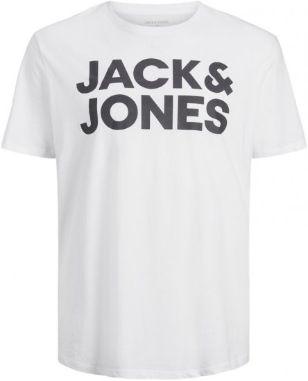 Jack & Jones CORP Logo T-Shirt White w Large Black Print - T-shirts - T-shirts i store størrelser - 2XL-14XL