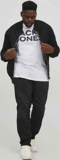 Jack & Jones CORP Logo T-Shirt White w Large Black Print - T-shirts - T-shirts i store størrelser - 2XL-14XL