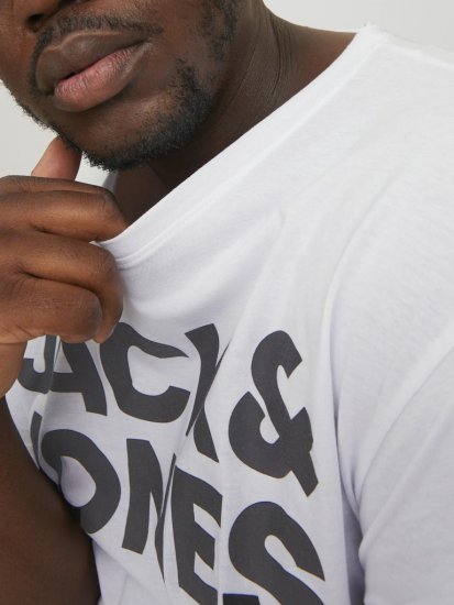 Jack & Jones CORP Logo T-Shirt White w Large Black Print - T-shirts - T-shirts i store størrelser - 2XL-14XL