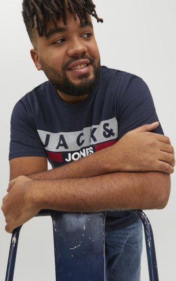 Jack & Jones CORP Logo T-Shirt Navy/PLAY 4 - T-shirts - T-shirts i store størrelser - 2XL-14XL