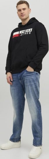 Jack & Jones CORP LOGO PLAY 4 Print Hoodie Black - Trøjer og hættetrøjer - Trøjer og Hættetrøjer i store størrelser - 2XL-14XL