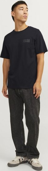 Jack & Jones CORP Logo T-Shirt Black w Small Black Print - T-shirts - T-shirts i store størrelser - 2XL-14XL