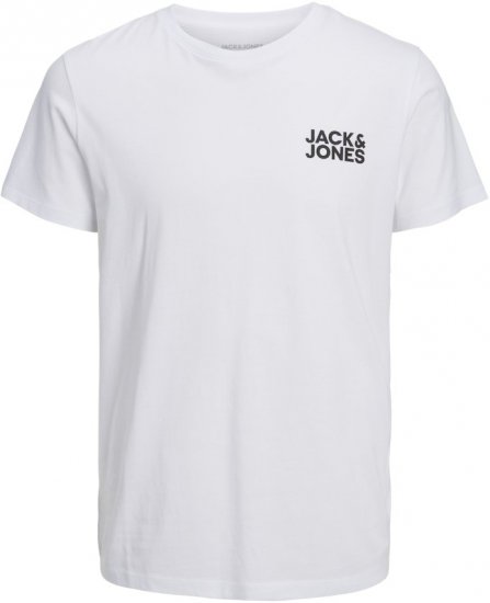 Jack & Jones CORP Logo T-Shirt White w Small Black Print - T-shirts - T-shirts i store størrelser - 2XL-14XL