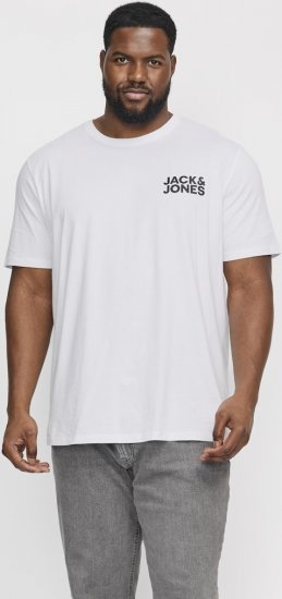 Jack & Jones CORP Logo T-Shirt White w Small Black Print - T-shirts - T-shirts i store størrelser - 2XL-14XL