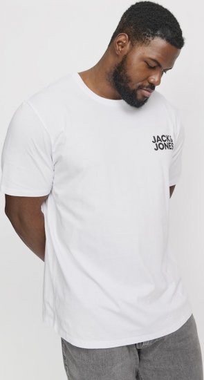 Jack & Jones CORP Logo T-Shirt White w Small Black Print - T-shirts - T-shirts i store størrelser - 2XL-14XL