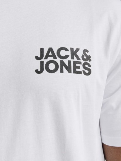 Jack & Jones CORP Logo T-Shirt White w Small Black Print - T-shirts - T-shirts i store størrelser - 2XL-14XL