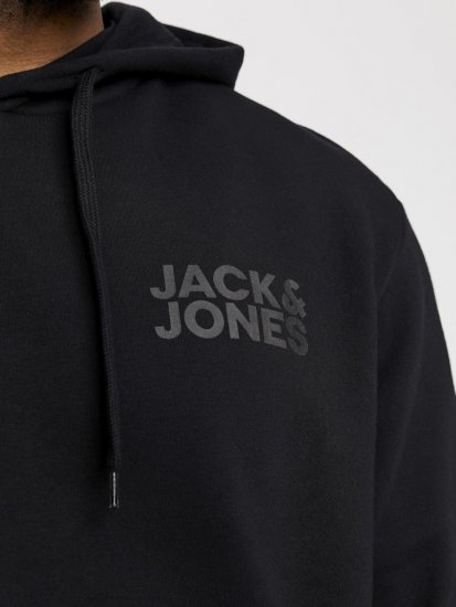 Jack & Jones CORP LOGO Small Print Hoodie Black - Trøjer og hættetrøjer - Trøjer og Hættetrøjer i store størrelser - 2XL-14XL