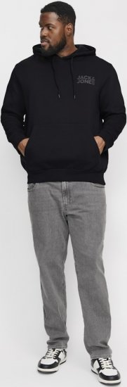 Jack & Jones CORP LOGO Small Print Hoodie Black - Trøjer og hættetrøjer - Trøjer og Hættetrøjer i store størrelser - 2XL-14XL