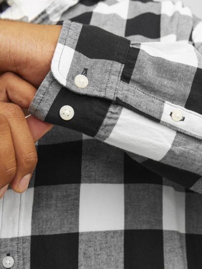 Jack & Jones Gingham L/S Shirt Whisper White - Skjorter - Skjorter til store mænd 2XL- 8XL